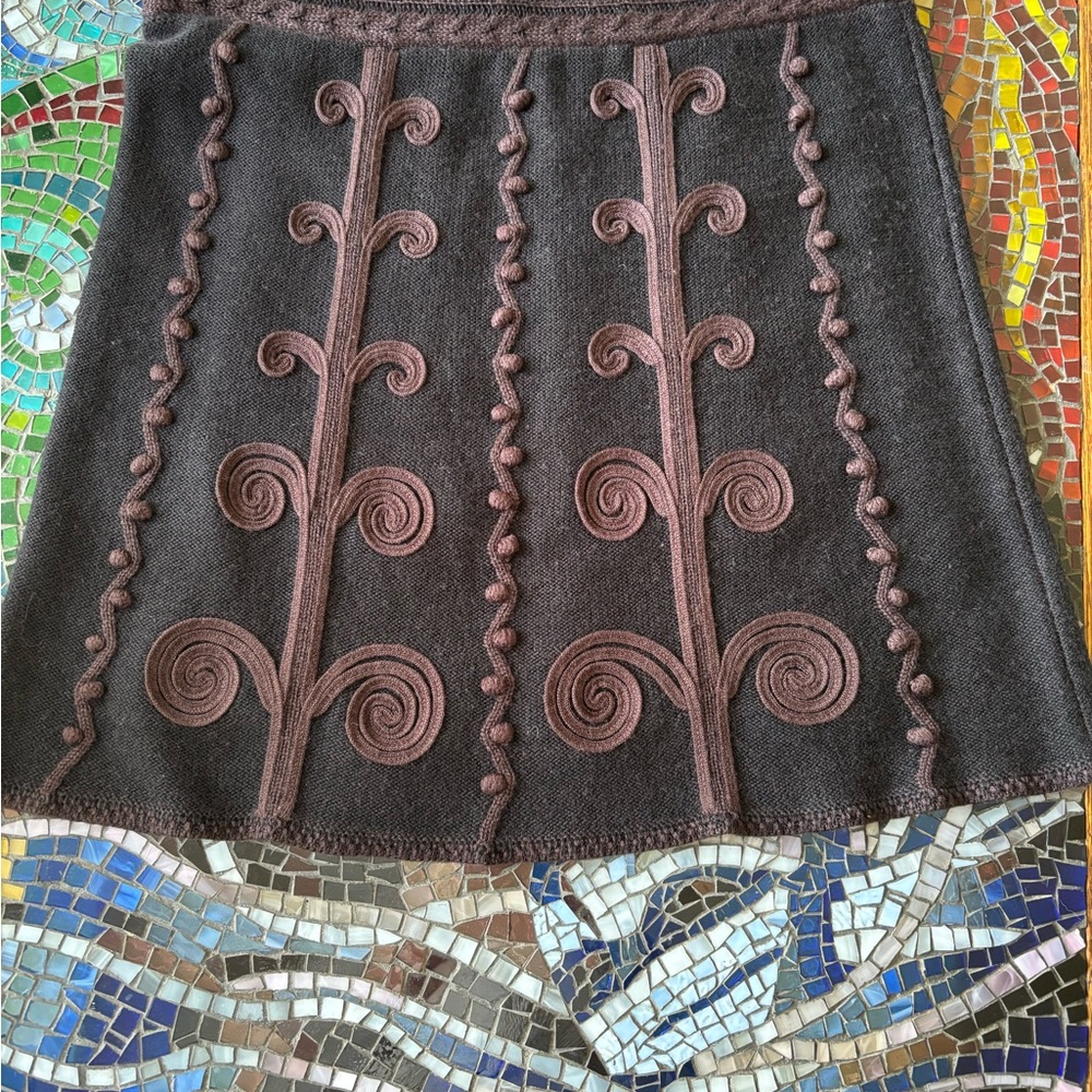 Beautifully embellished Black and Brown Wool Skirt